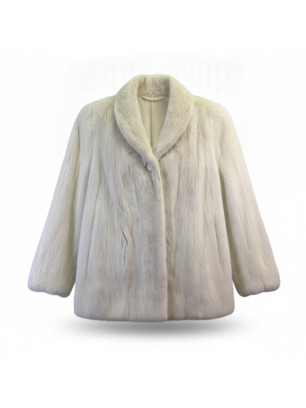Vintage Womens Cream Fur Coat Soft Outerwear